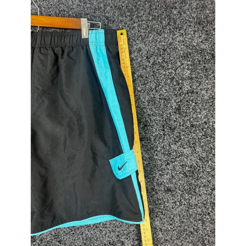 Nike Mens Swim Trunks Black Teal Mesh Lined Board Shorts Size Medium